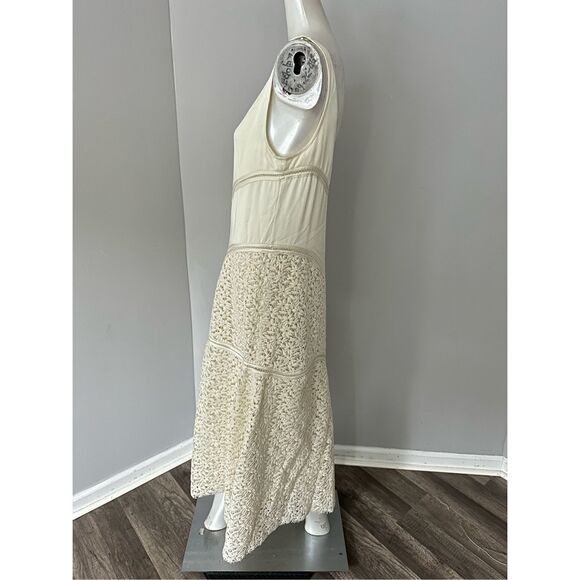 NWT Jil Sander Scoop Neck Floral Lace Asymmetric Midi-Dress Size 38 (US 8) - Picture 12 of 14